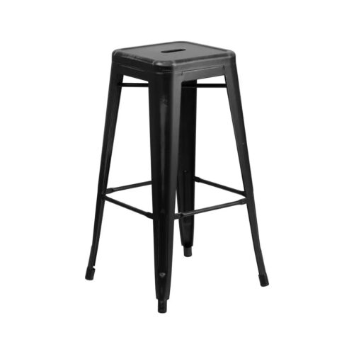 Metal Bistro Barstool Black