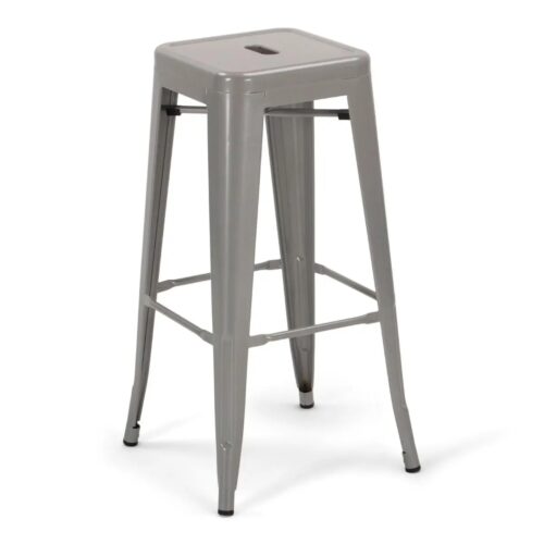 Metal Bistro Barstool Silver