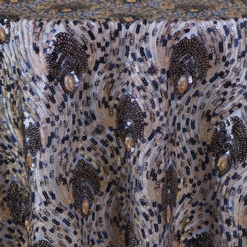 Peacock Sequins Navy-Gold
