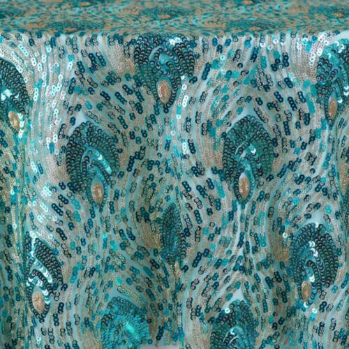 Peacock Sequins Turquoise-Gold