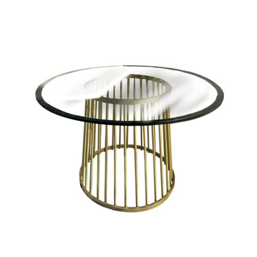 T-066 | Round Glass Coffee Table with Round Metal Base