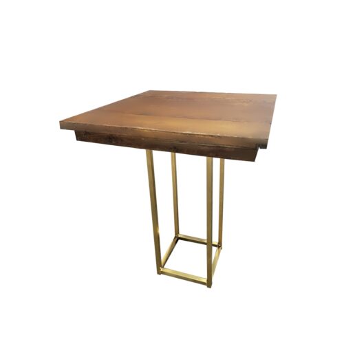 T-044 | High Square Wooden Table with Metal Square Base