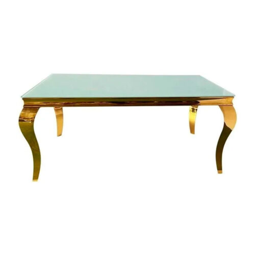 T-071 | Rectangular Chrome Table Gold with Queen Anne Legs